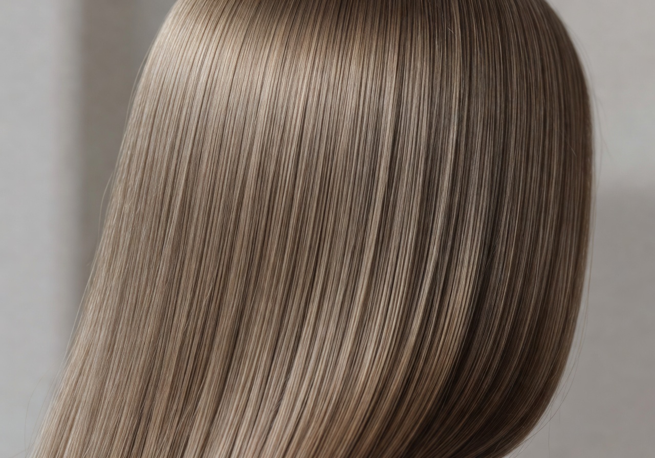 Close up of perfectly styled smooth hair texture