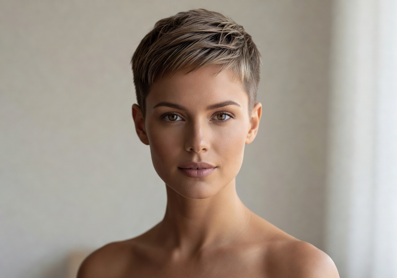Short styled hair